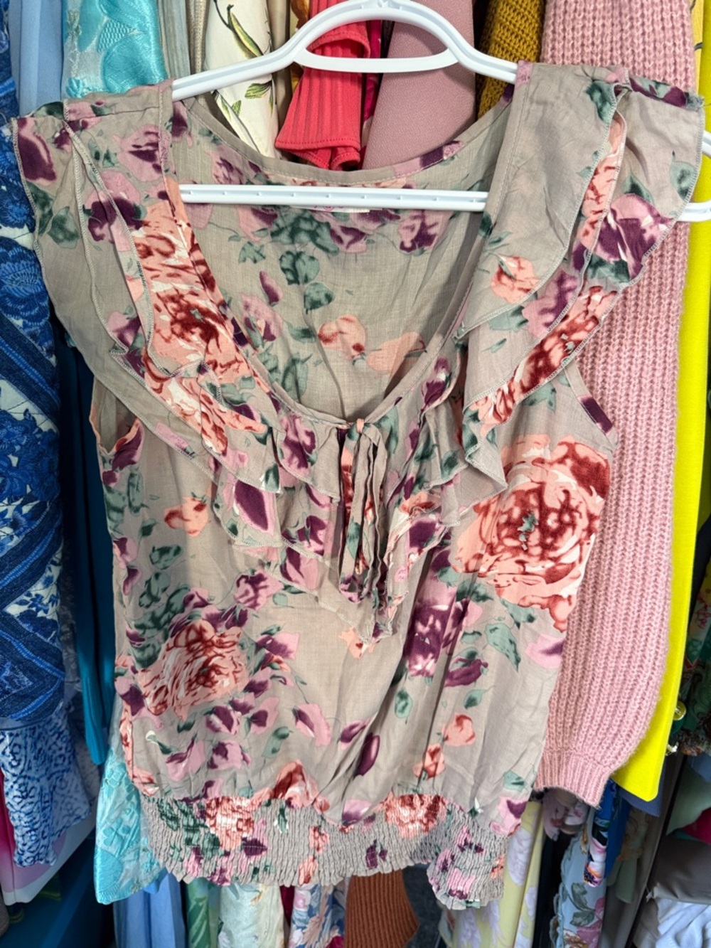 Floral Ruffle Sleeveless Camisole XS